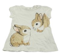 Bílé tričko s králíky H&M