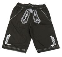 Hnedé plátenné kraťasy s bielým vzorom kids