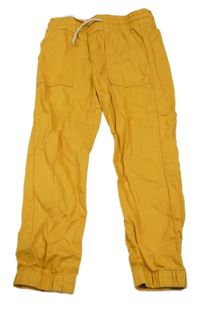 Hořčicové plátěné cuff kalhoty H&M