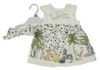 Nové - 2 set - smetanovo-šedé vzorované šaty s Lvím králem + čelenkou Disney