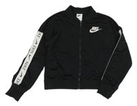 Černá sportovní propínací crop mikina s logem Nike