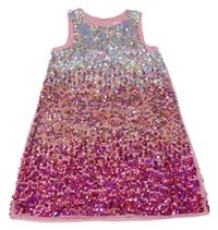 Růžovo-stříbrné flitrové šaty H&M