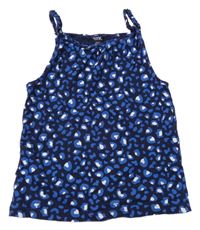 Tmavomodro-modrý leopardí crop top Y.F.K.