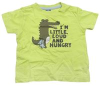 Limetkové tričko s krokodílom a medvěďom Dopodopo