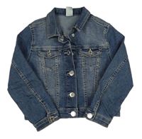 Tmavomodrá rifľová crop bunda H&M