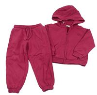 2set - Růžová propínací mikina se srdcem a kapucí + tepláky C&A
