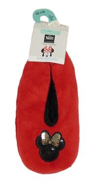 Červené plyšové papučky s Minnie zn. Primark