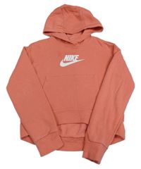 Růžová crop mikina s logem a kapucí Nike