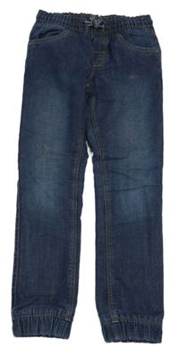 Tmavomodré zateplené cuff teplákové rifle C&A