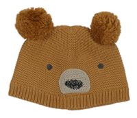 Hnedá čapica s ňufáčikom  a bambulemi Next