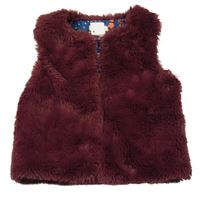 Mahagónovoá kožušinová podšitá vesta