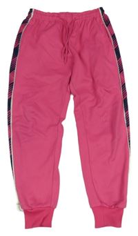 Růžovo-tmavomodré sportovní tepláky 