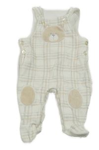 Bílo-šedo-béžové kostkované sametové dupačky s medvedíkom