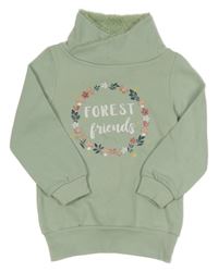 Svetlozelená mikina s nápisom a zatepleným komínovým golierom Kiki&Koko