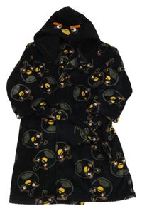 Čierny plyšový župan s vtáčky a kapucí - Angry Birds M&S