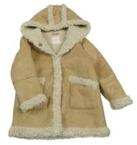 Béžový semišový zateplený kabátek s kapucí Next