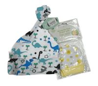 Nové - 2set - Bílá čepice s diny + bílo-žluté rukavice s medvídkem PÚ