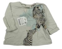 Nové - Světlešedé triko se zebrami Zara