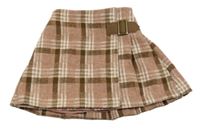 Ružovo-bielo-hnedá kockovaná sukňa Next