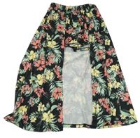 Černo-barevné květované sukňové kraťasy River Island