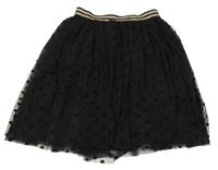 Čierna tylová bodkovaná á sukňa