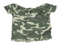 Khaki army rebrované crop tričko Page one young