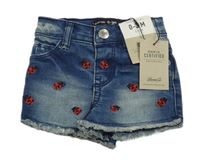 Nové - Tmavomodré riflové kraťasy s beruškami Denim Co.