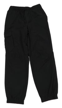 Čierne šušťákové cuff nohavice