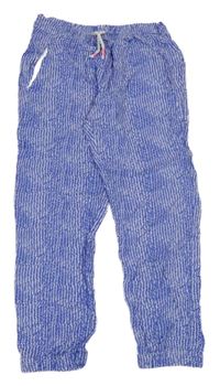Modro-biele vzorované ľahké cuff nohavice Zara