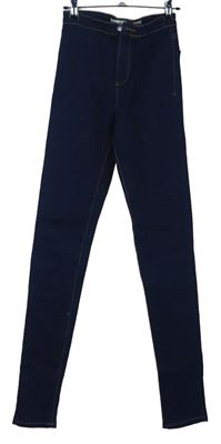 Dámské tmavomodré skinny elastické rifle Denim 