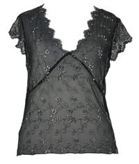 Dámska čierna tylová vyšívaná crop blúzka River Island