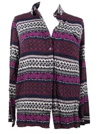 Dámská purpurovo-tmavomodro-bílá vzorovaná halenka H&M