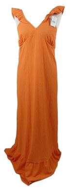 Nové - Dámské oranžové strukturované dlouhé šaty s volánky F&F