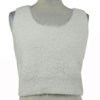 Nové - Dámsky biely chlpatý crop top Bliss