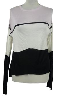 Dámský světlerůžovo-černo-bílý lehký svetr s pruhy New Look