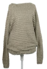 Dámsky béžový chlpatý rebrovaný sveter Forever21