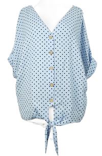 Dámská světlemodrá puntíkovaná halenka s uzlem George