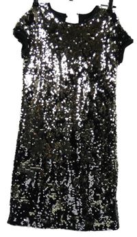 Dámské černo-stříbrné flitrové šaty In Extenso 