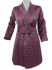 Dámský růžovo-zelený vzorovaný jarní kabát s páskem Savida 