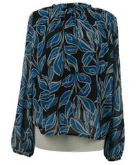 Dámská tmavomodro-modrá vzorovaná šifonová halenka Sa.hara