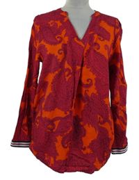 Dámská červeno-oranžová vzorovaná halenka Aniston 