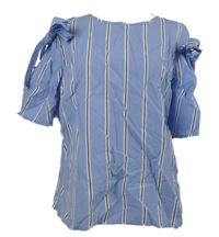 Dámska svetlomodrá prúžkovaná blúzka s mašľami Primark