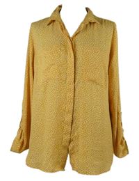 Dámská oranžová vzorovaná halenka s rolovacími rukávy F&F