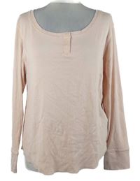 Dámské světlerůžové žebrované triko s knoflíčky George 