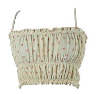 Dámský žlutý kytičkovaný žabičkový crop top Pacific Republic 