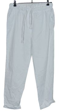 Dámské bílé plátěné kalhoty 