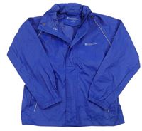 Modrá nepromokavá funkčná bunda s logom a ukrývací kapucňou Mountain Warehouse