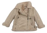 Světlerůžová semišová zateplená bunda Mango