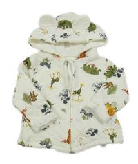 Bílá prošívaná lehce zateplená propínací mikina s obrázky a kapucí Disney