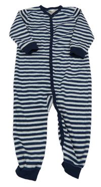 Tmavomodro-bílý pruhovaný fleecový overal H&M